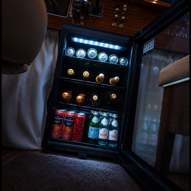The bar on board, with champagne on ice