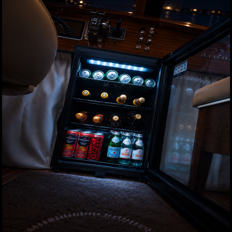 The bar on board, with champagne on ice
