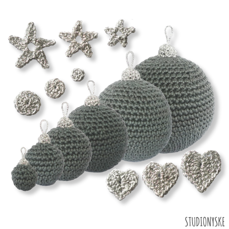 Kerstballen haken patroon met applicaties