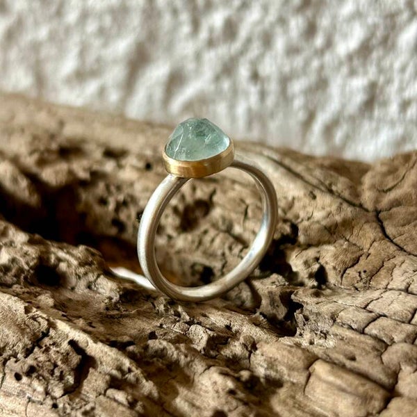 Rose cut Aquamarine Ring