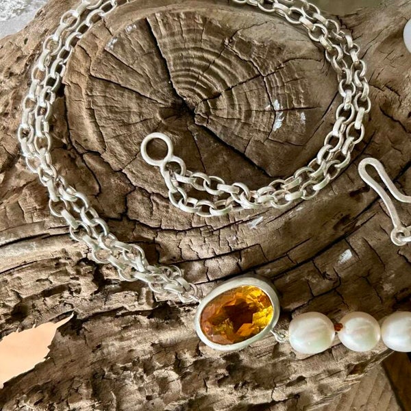 Citrine and Pearl Necklace