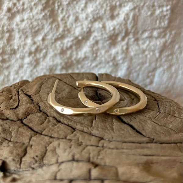 Gold and Diamond Facet Hoops