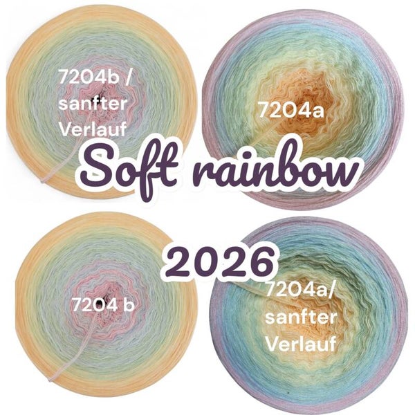 Soft rainbow 2026 - 7204 - Bobbel mit Farbverlauf - 3, 4 oder 5 Fäden, auch als Pullover- oder Decken Set