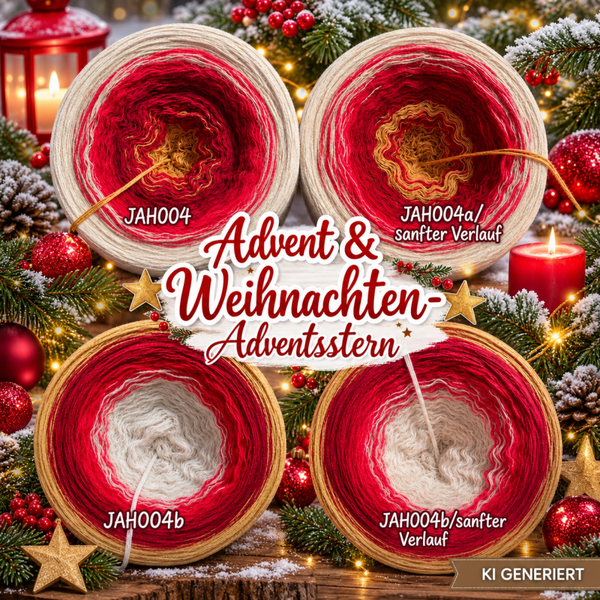 Advent & Weihnachten - Adventsstern - JAH004 - Bobbel mit Farbverlauf - 3, 4 oder 5 Fäden, auch als Pullover- oder Decken Set