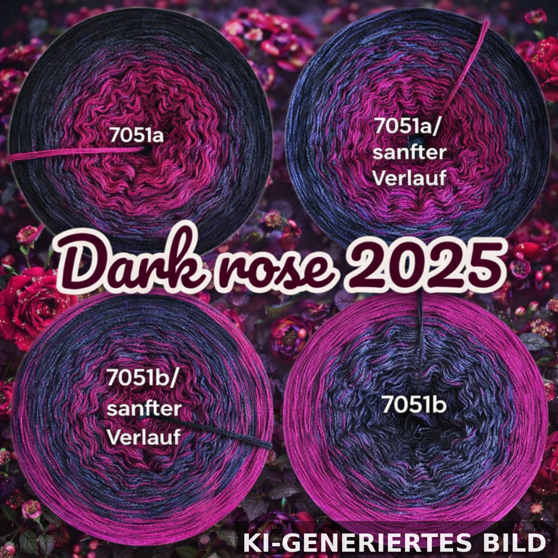 Dark Rose 2025 - 7051 - Bobbel mit Farbverlauf - 3, 4 oder 5 Fäden, auch als Pullover- oder Decken Set
