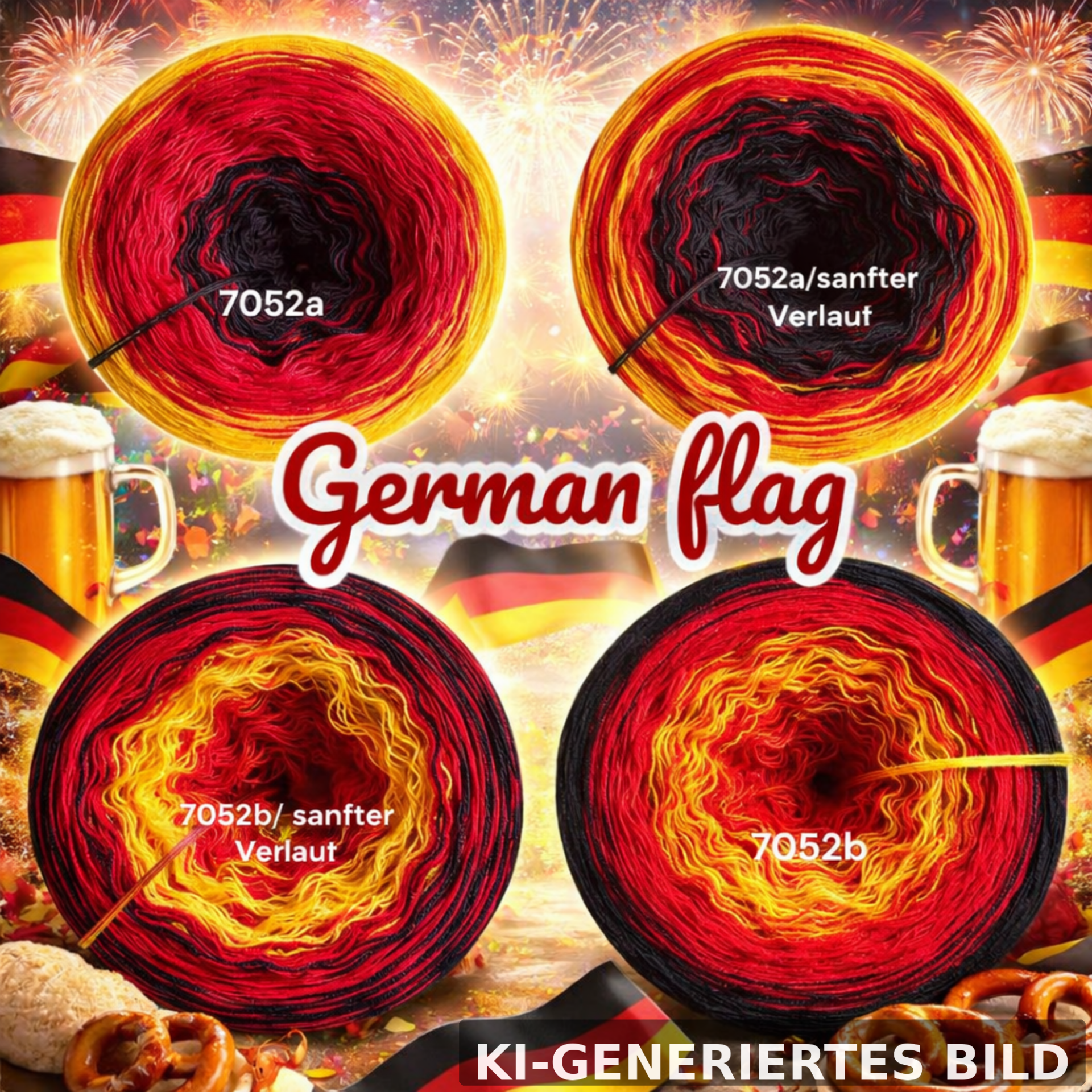 German flag - 7052 - Bobbel mit Farbverlauf - 3, 4 oder 5 Fäden, auch als Pullover- oder Decken Set