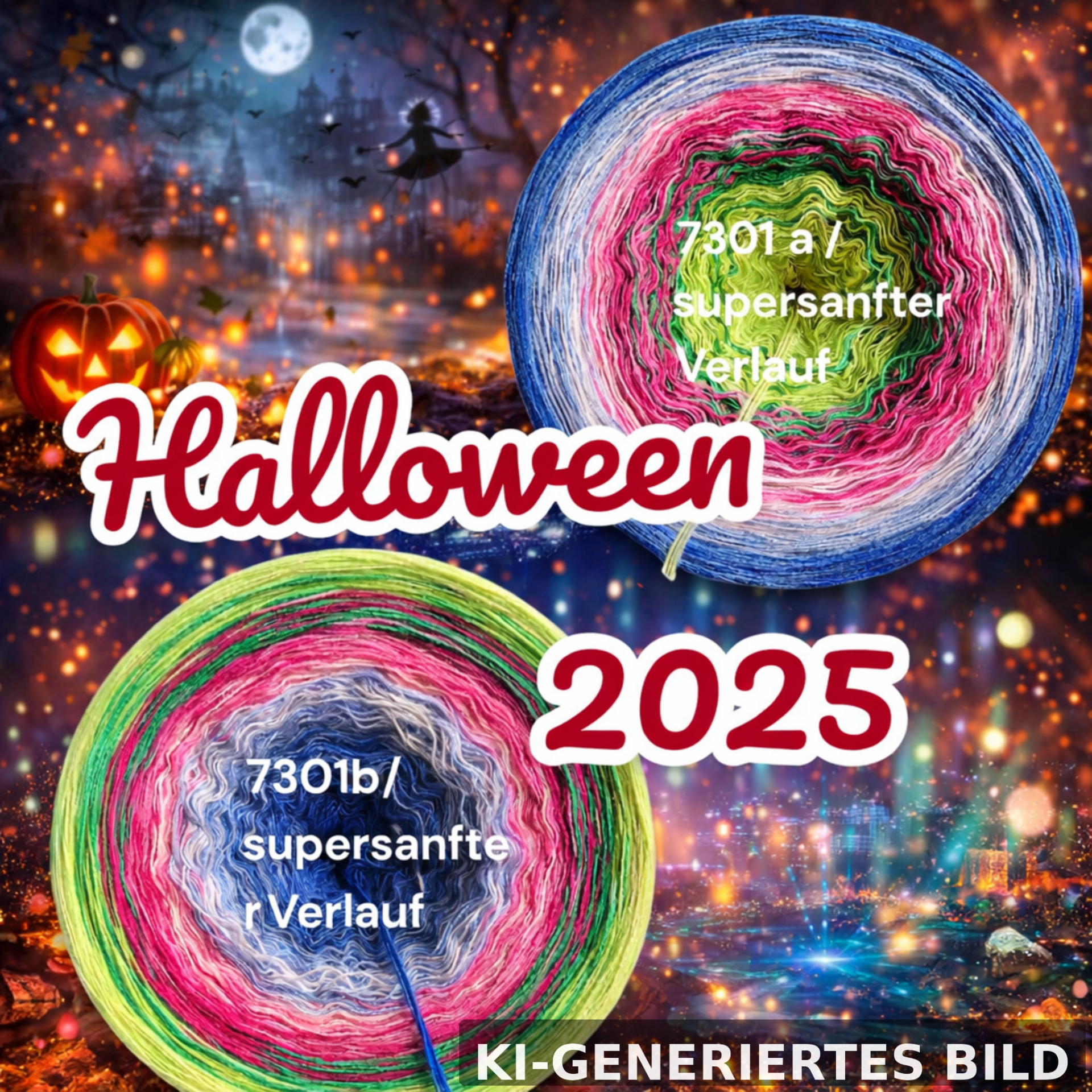 Halloween 2025 - 7301 - Bobbel mit Farbverlauf - 3, 4 oder 5 Fäden, auch als Pullover- oder Decken Set - Nur im Supersanften Verlauf