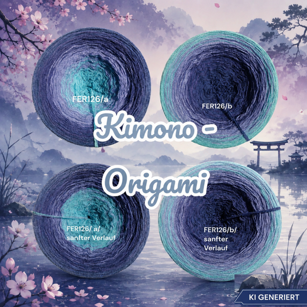 Kimono - Origami - FER126 - Bobbel mit Farbverlauf - 3, 4 oder 5 Fäden, auch als Pullover- oder Decken Set