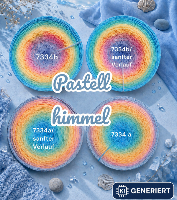 Pastellhimmel - 7334 - Bobbel mit Farbverlauf - 3, 4 oder 5 Fäden, auch als Pullover- oder Decken Set