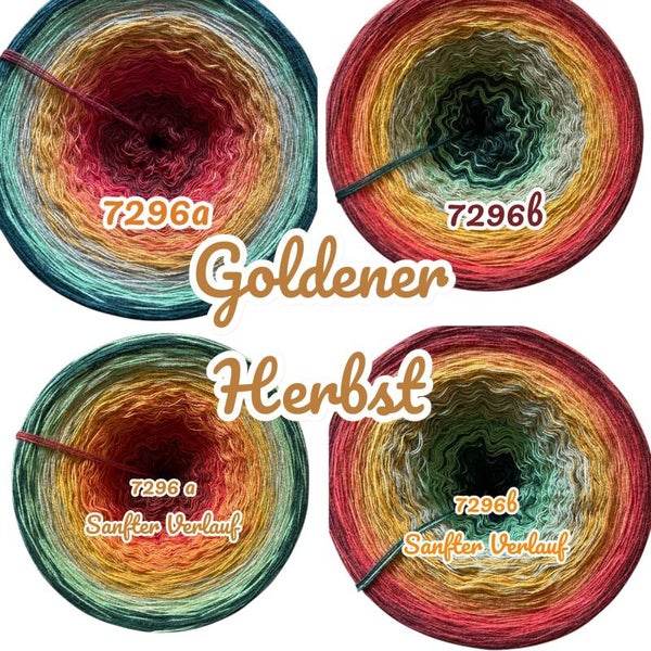 Goldener Herbst - 7296 - Bobbel mit Farbverlauf - 3, 4 oder 5 Fäden, auch als Pullover- oder Decken Set