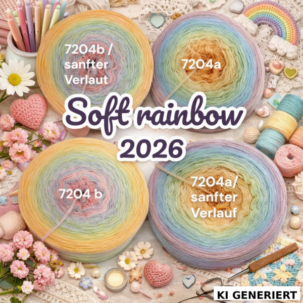 Soft rainbow 2026 - 7204 - Bobbel mit Farbverlauf - 3, 4 oder 5 Fäden, auch als Pullover- oder Decken Set