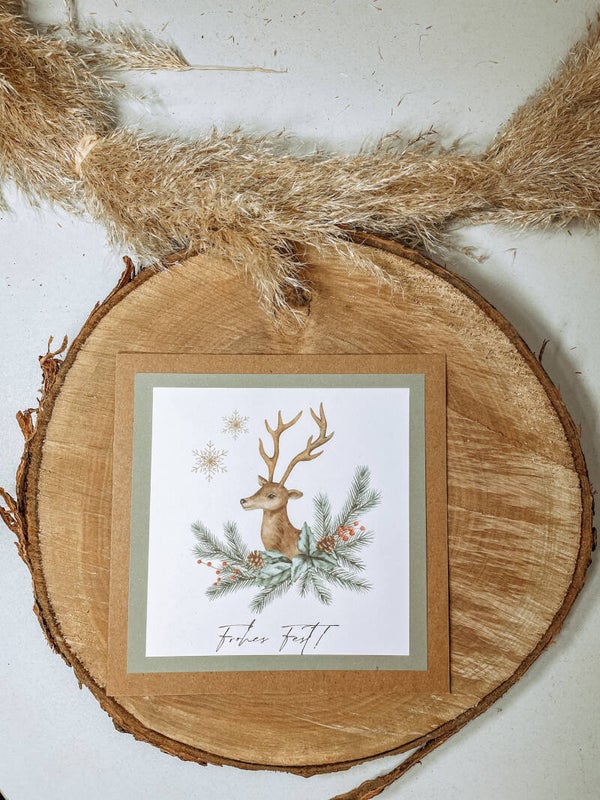 Weihnachtskarte Hirsch