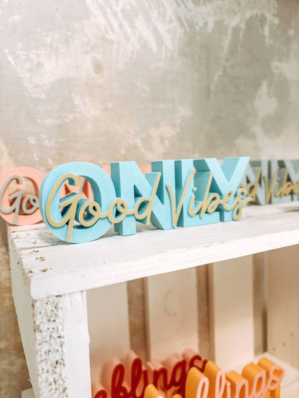3D Druck Schriftzug "Good Vibes Only" - Dekoration für Zuhause, Geschenkidee