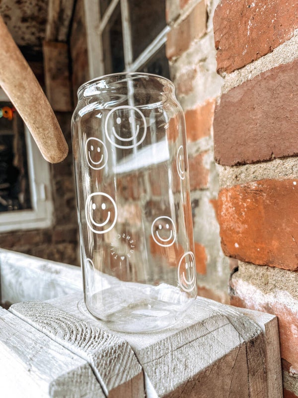 Eulenschnitt Hohes Trinkglas Smiley