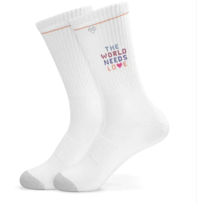 J. Clay - Weiße Tennissocken mit Spruch Need of Love - Erwachsene
