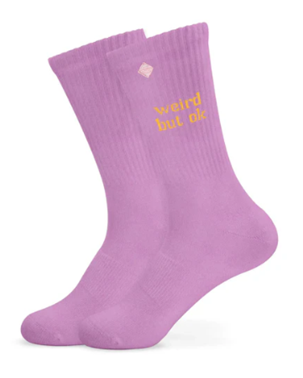 J. Clay -Farbige Tennissocken mit Spruch weird but ok - Erwachsene