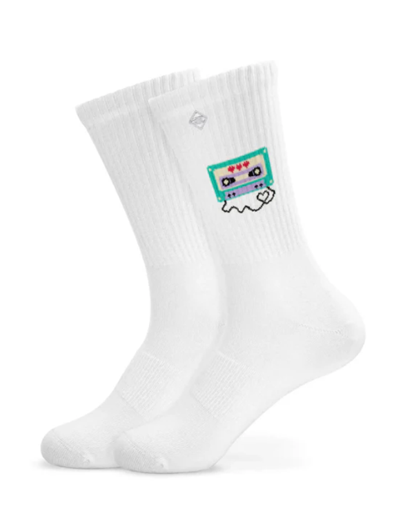 J. Clay - Tennissocken mit Kassetten Motiv Love Tape - Erwachsene