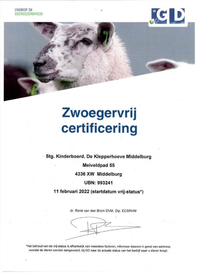 Zwoegervrij certificaat