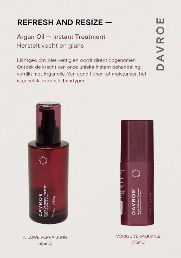 Davroe Argan Oil Instant Treatment 95 ml – Voedende Haarolie & Glansserum