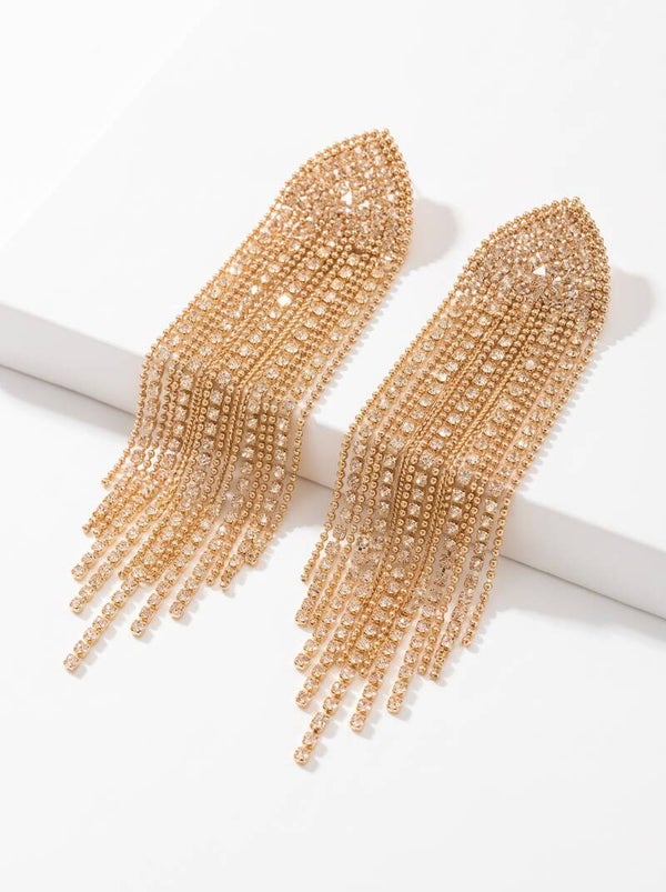 Glamour Waterval Oorbellen Goud met Strass