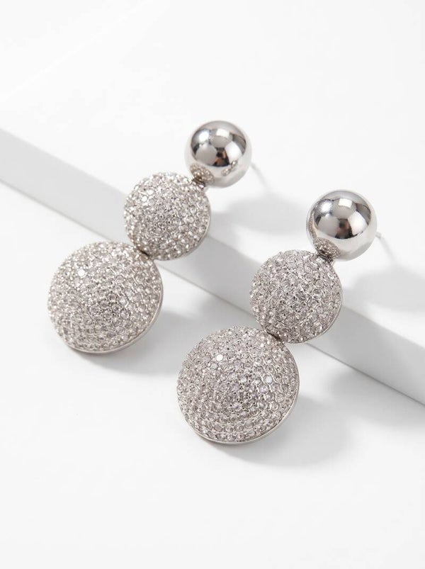 Glamour Zilveren Oorbellen met Strass