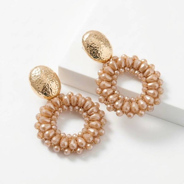 Oorbellen Goud & Beige Kralen