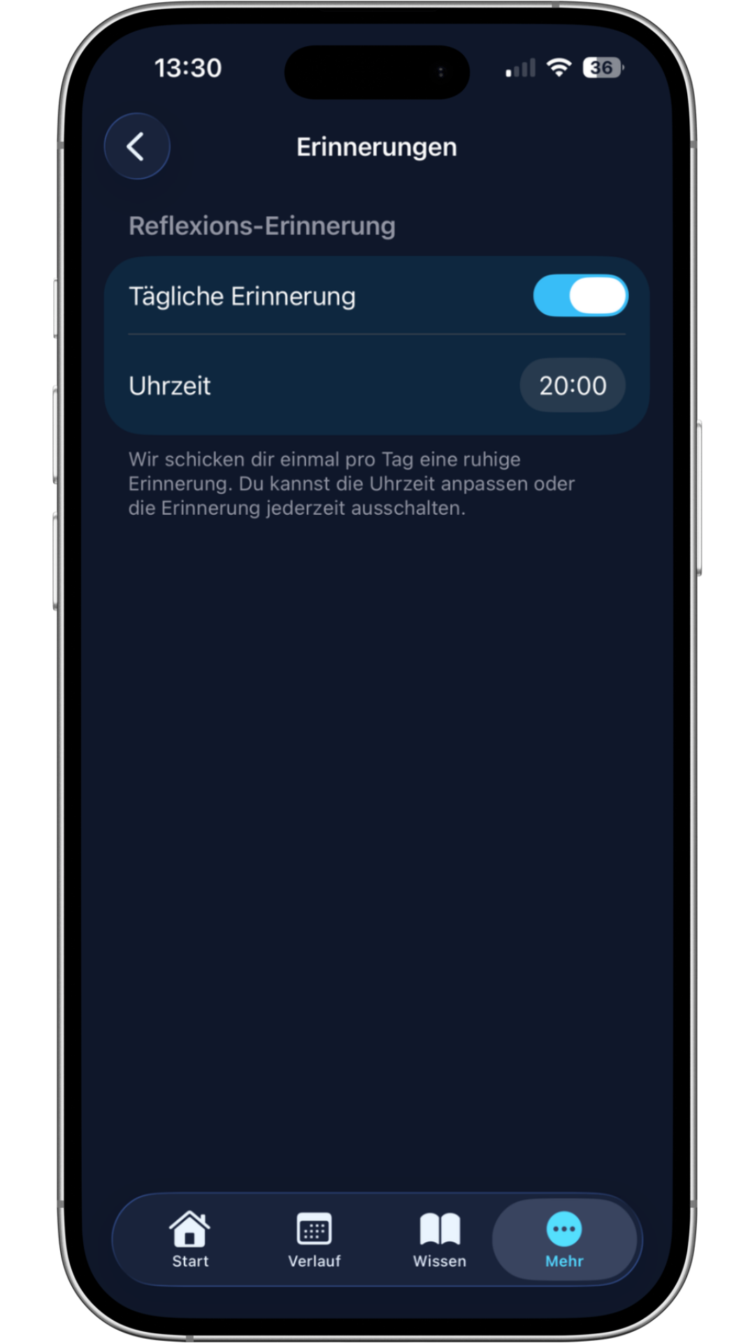 Optionale ResQDiary Benachrichtigung