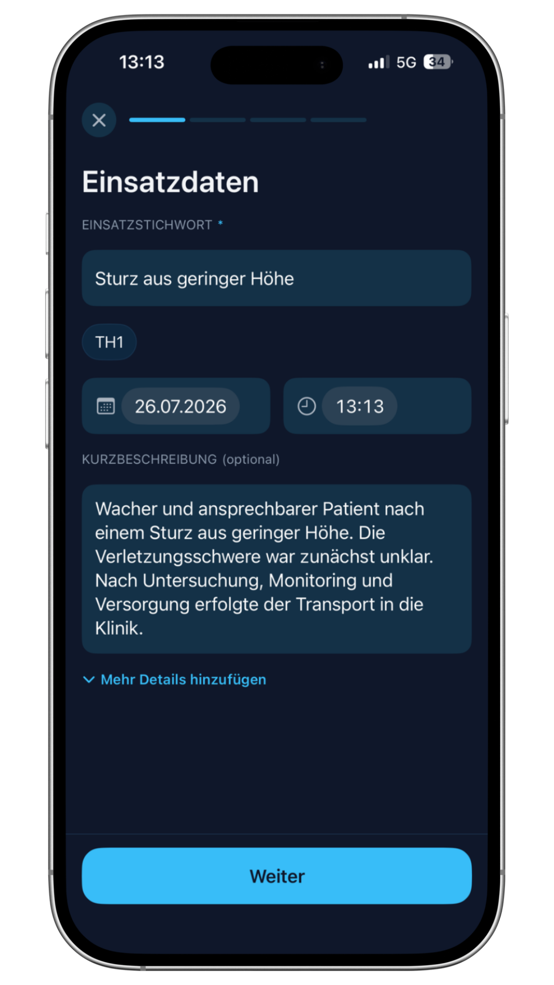 Einsatzdaten erfassen