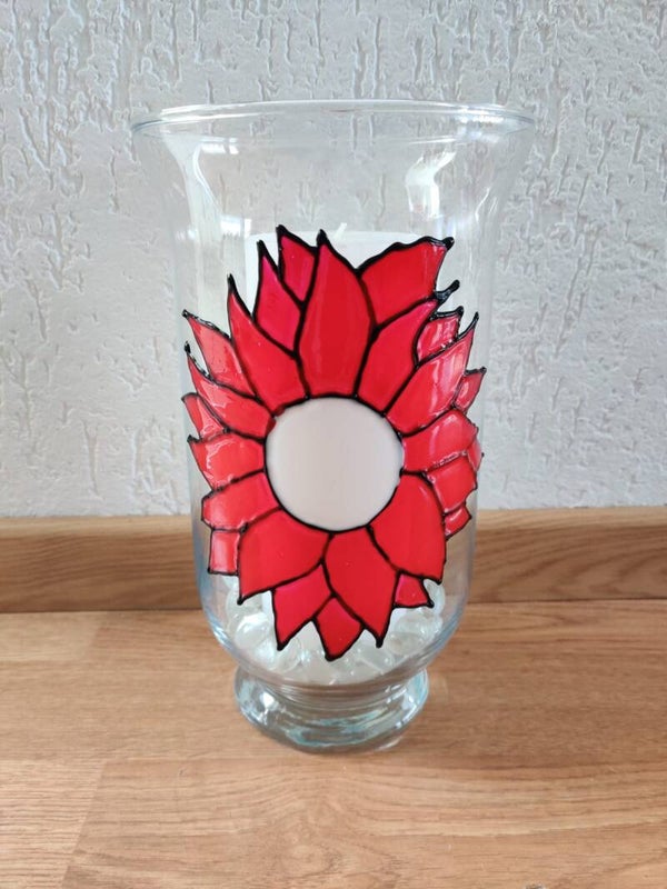 Grote vaas met zonnebloem