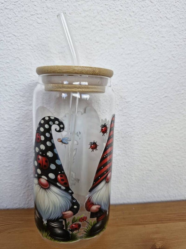 Rood zwarte gnomes drinkglas