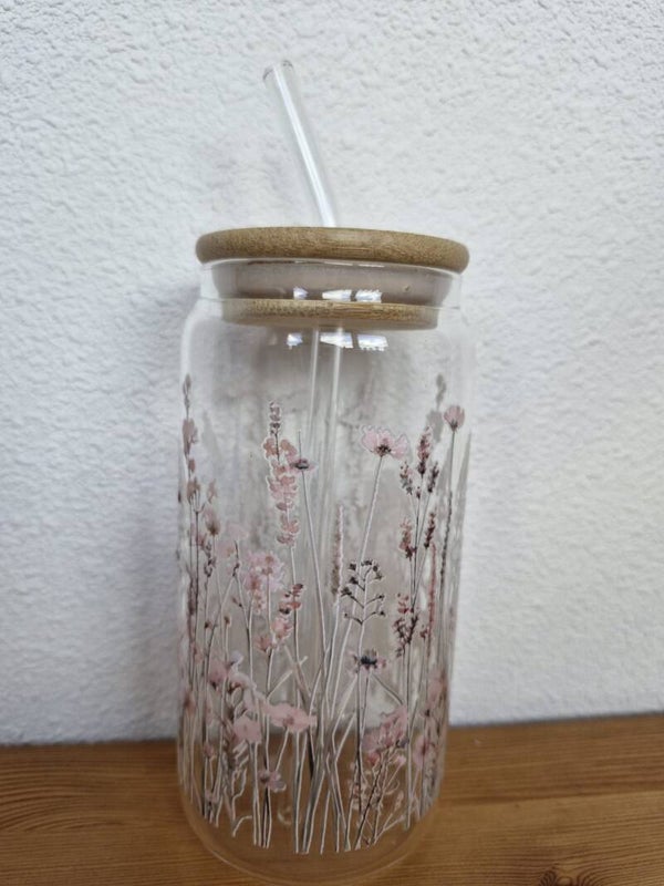 Wilde bloemen drinkglas