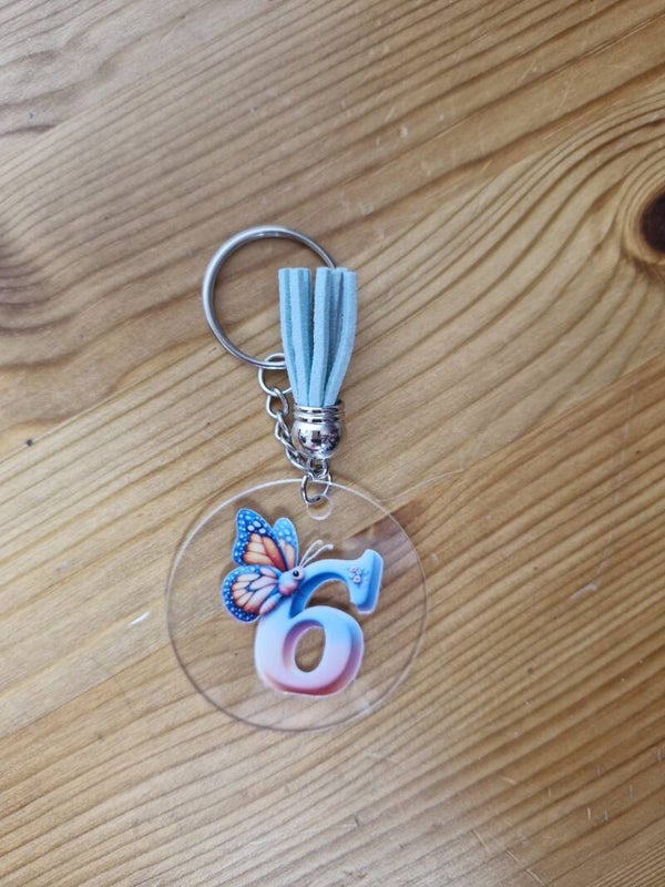 Vlinder alfabet sleutelhanger cijfer 6