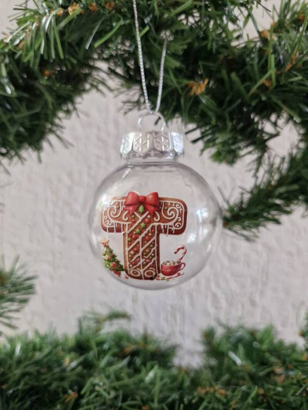 Kerstbal met letter T