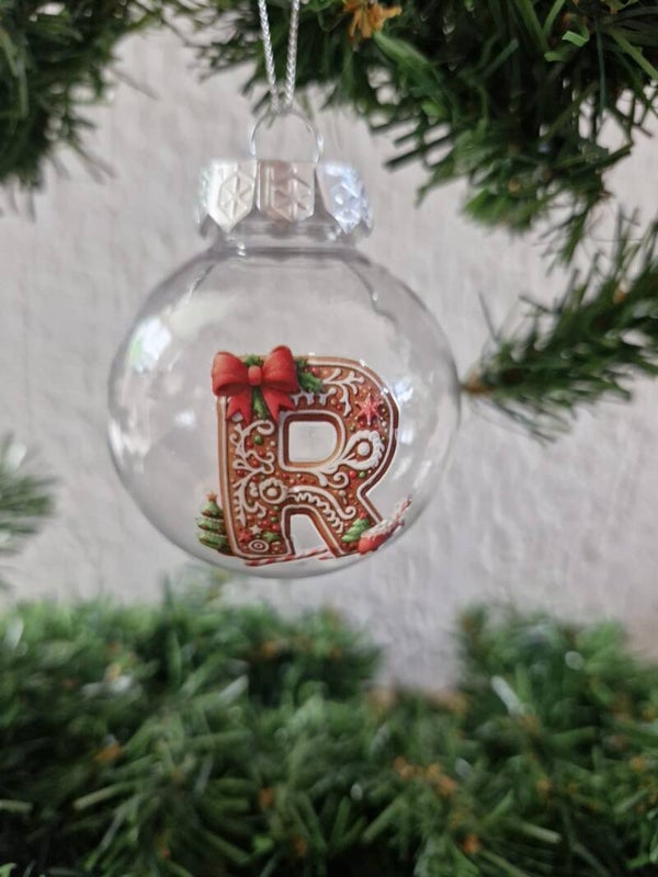 Kerstbal met letter R