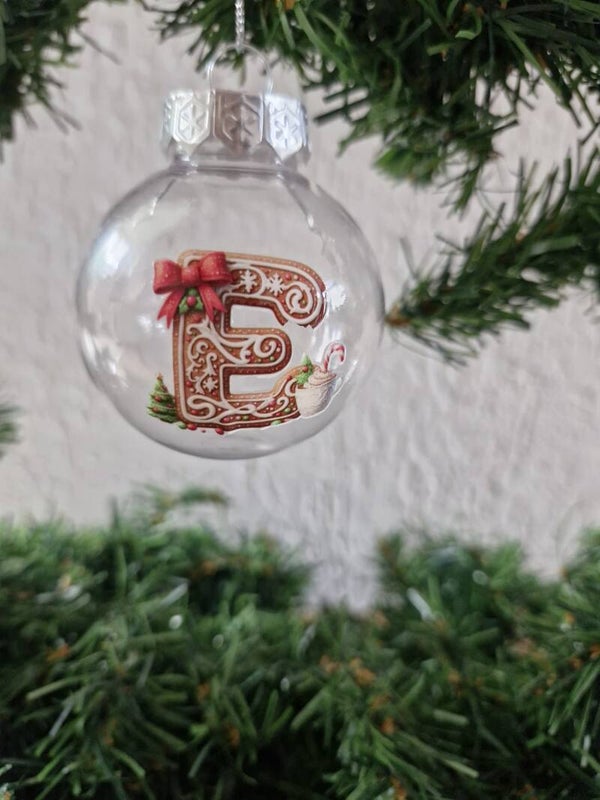 Kerstbal met letter E
