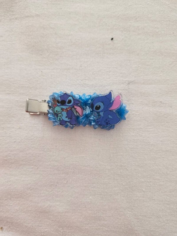 Haarspeltjes Helder blauw stitch