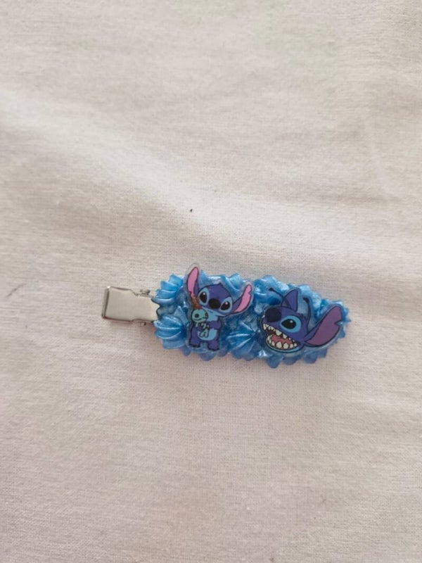 Haarspeltjes Helder blauw stitch