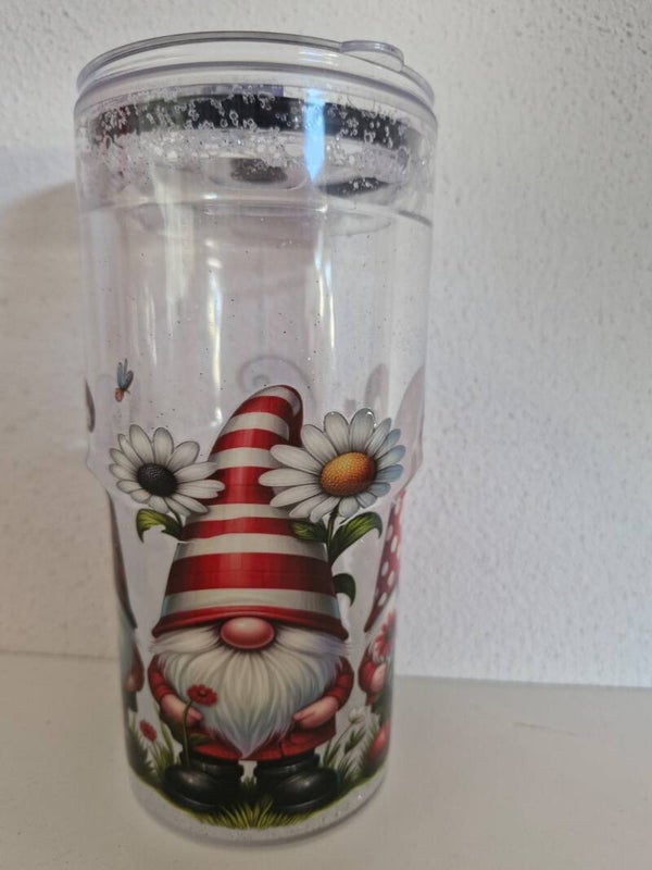 gnome glitter thumbler