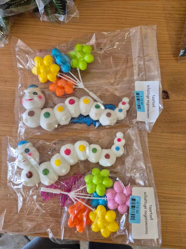 Schattige regenworm taartset