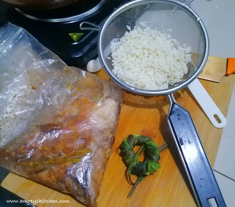 Ingredients for Lemongrass Chicken and Mushroom Sticky Rice (Lo Mai Gai Fusion). Recipe and photo by Amrey Boquiren for Amrey’s Kitchen™.