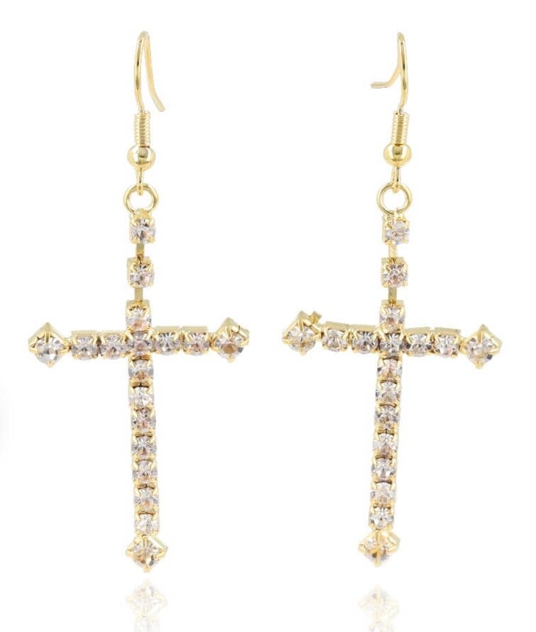 Kolczyki krzyże cyrkonie