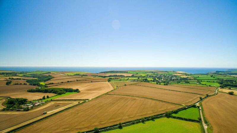 Ariel view to south Devon coast including the Creamery holiday home