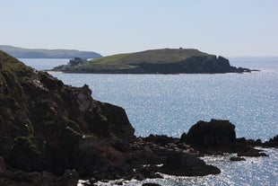 View to the iconic Burgh Island near the Creamery