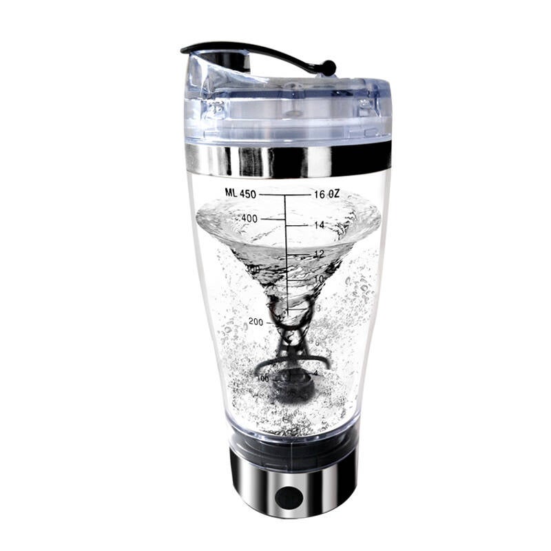 New 2026, electric protein shaker cup, 450 ml, plastic and stainless steel. Customizable.