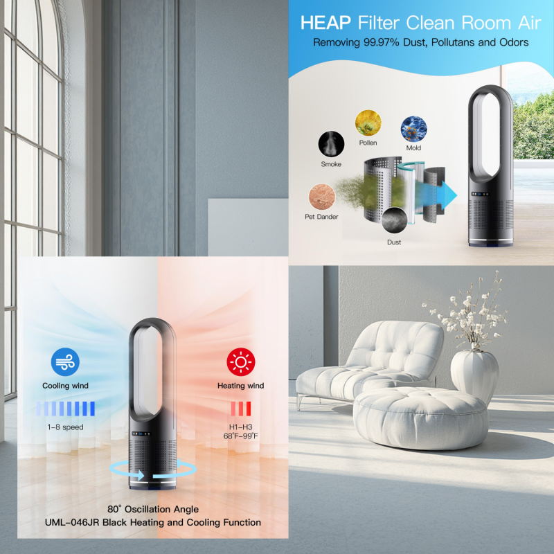 New 3- funtion fan: purifies, cools and heats