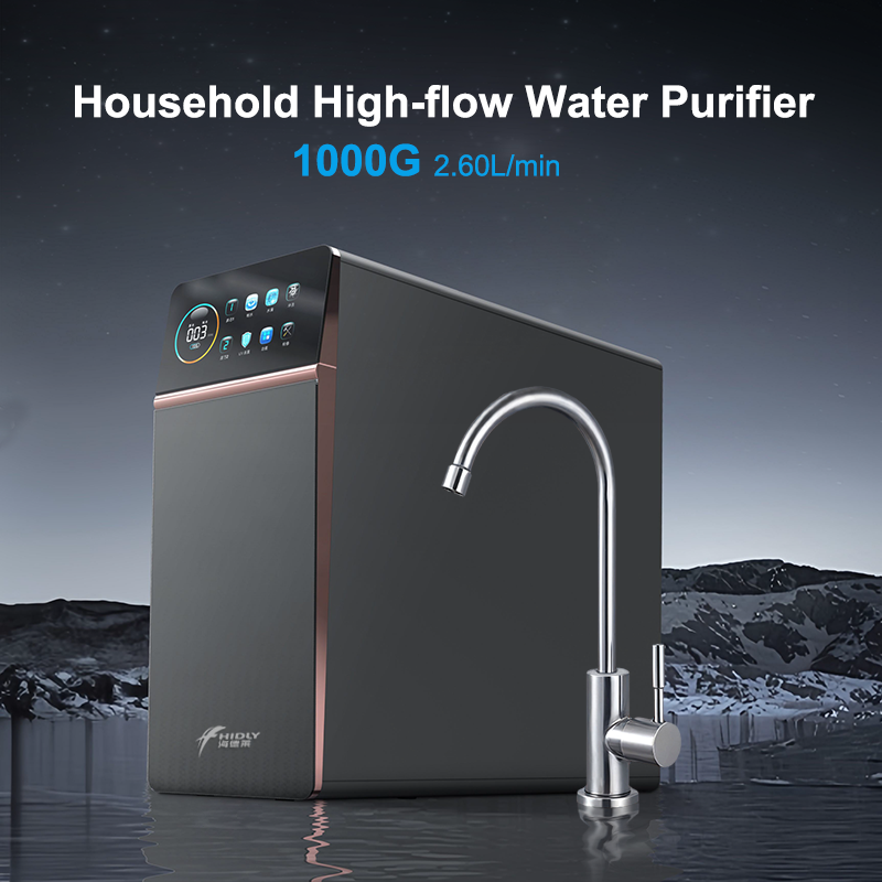 Model Zk-1000GPD, 3-stage water purifier, PPC+RO, 1000GPD, high flow, for kitchen, size: 45*17*42cm/12kg.
