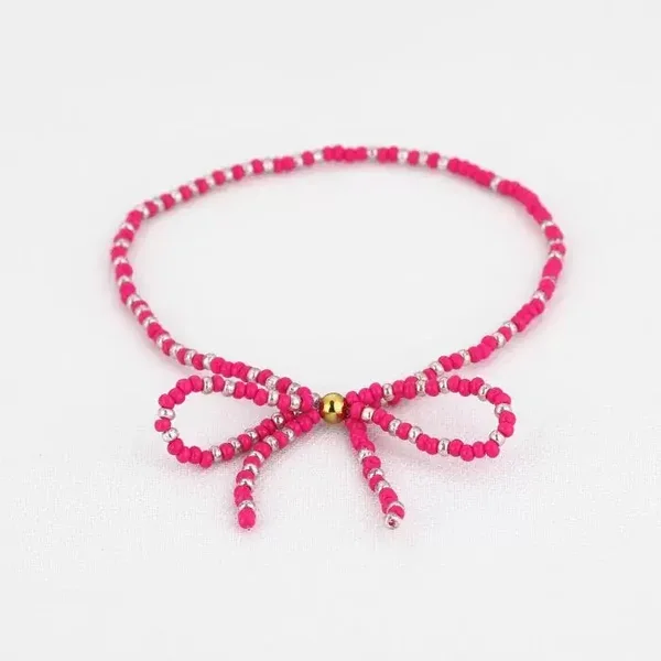 Armband kralen bow - roze