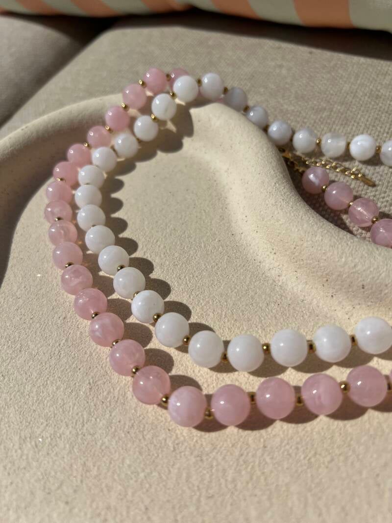 Kralen ketting dusty white