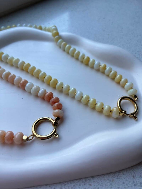 Ketting natuursteen kralen - geel