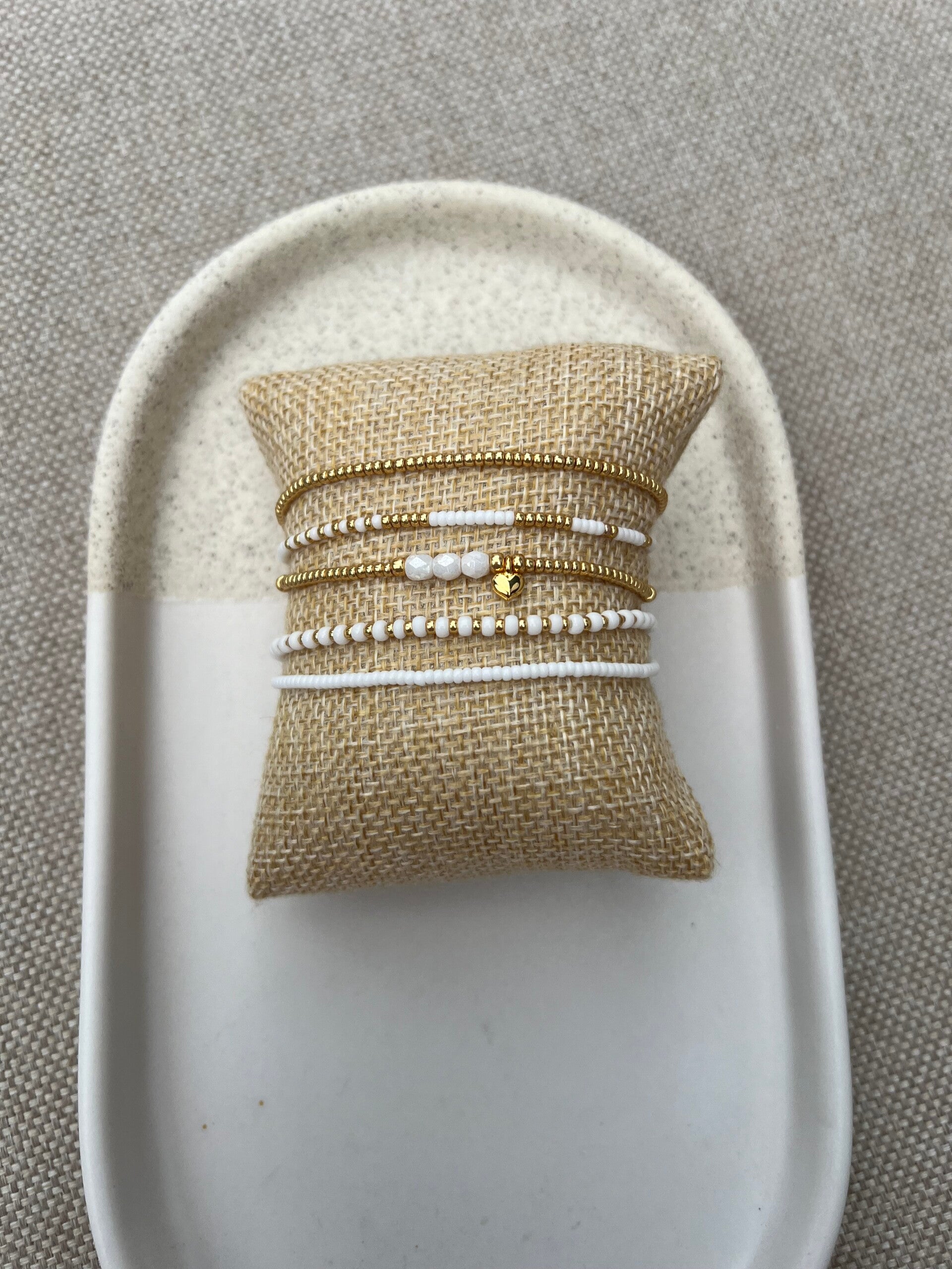 Dames set armbanden White Gold (elastisch)